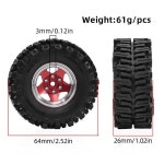 1.3인치  머디 타이어 64x26mm 비드락 휠 림 1/18 1/24 스케일 RC 크롤러 자동차 부품 TRX4m SCX24 호환 : HK모터