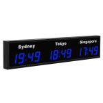 mcve 디지털 led 월드 시계, 기업용 12/24h 포맷, 오피스 프로페셔널 알루미늄 타임피스, 멀티 합금 미팅룸 장착 트래커, 글로벌 월 도시 쉘 3... 