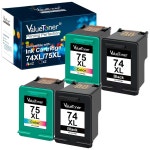 74XL 75XL 잉크 카트리지 콤보 팩 74 XL 75 데스크젯 D4260 포토스마트 C4280 C4300 C4500 오피스젯 J5788 J6480 프린터용 Valuetoner... 