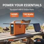 150W 휴대용 태양광 발전소 220V 전원 공급 장치 야외용 백업 LED 캠핑용 패널 포함 : 더블유허브넷A
