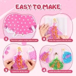 4 8세 를 위한 9PC 포켓 아트 키트 프린세스 테마 DIY 공예 지저분하지 않은 천 조각 페인팅 6 12세 창작 활동 선물 생일 파티 세트 : 굿투고우