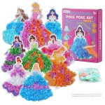 4 8세 를 위한 9PC 포켓 아트 키트 프린세스 테마 DIY 공예 지저분하지 않은 천 조각 페인팅 6 12세 창작 활동 선물 생일 파티 세트 : 굿투고우