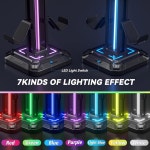 RGB 조명 모드 헤드셋 스탠드 9가지 라이트 회전식 컨트롤러 홀더 책상용 White : 루미엘즈