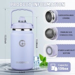 손잡이가 달린 8L 이중 물병 뜨거운 13갤런 스테인리스 135온스 스틸 진공 단열 9L Light Purple : 노스밴1스토어