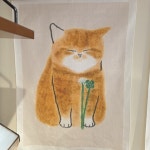 [별냥이제작소] 고양이 패브릭 포스터 - 네잎클로버냥 : 별냥이제작소