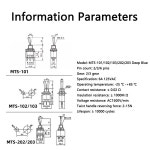 2PCS MTS-101/102/103/202/203 토글 스위치 6mm 진한 파란색 2/3 위치 2/3/6Pin ON-ON/ON-OFF/ON-FFF-ON 6A 125VAC 암 로 : 동만글로벌9