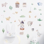 스칸디나비아 만화 농장 동물 벽 스티커 데칼 거실 복도 벽지 1. 30X90cm : 지이유9호점