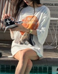 뷰티풀 티셔츠 (white) 아웃핏 루즈핏 코튼 나염 프린팅티 : 살롱드무무