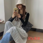 [익일출고]시스루 레이어드 원피스 레이스 망사 뷔스티에 끈나시 : 모노토보