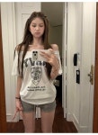 파피디아프린팅 | 네이비 프린팅 오프숄더 티셔츠 (2color) : 르 디아