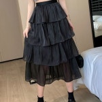 플레어 허리밴딩 스커트 치마 롱 캉캉 5WE80DFC7 블랙 : 에스토큐브