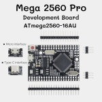 1PCS Mega2560 Mega 2560 PRO MINI 5V (Embed) CH340 ATmega2560-16AU 마이크로 타입-C(남성 핀헤더 포함) Arduino Mega와 : 레드상사16