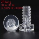 50pcs/1000pcs M3-M6 X 4-30 PC 팬 헤드 폴리카보네이트 나사 전자 제품 및 DIY 프로젝트용 투명 헤드 나사 : 모카로그스토어