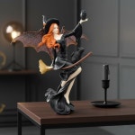 컴피 아워 검은 9인치 고양이 인형 빗자루 요정 어두운 마녀 신비로 마법사와 판타지 동상 1 Dark Fairy Witch On Mag : 가네샾