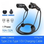 32A 7.2KW EV 충전 케이블 Type2 - Type1 전기차용 케이블 3.5/4M 공용 충전소 사용 가능 : 소이유통1