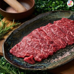 진테릭스푸드 홍주축산 투뿔 한우 치마살 암소(No 8-9) 프리미엄 냉장 구이용 100g : 엘리몬드