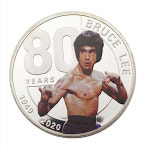 중국 이소룡 쿵후스타 브루스리 80주년 기념동전 실버도금 : 라운지인터내셔날