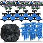 KESLA 8L/H 점적 관개 키트 4방향 드립 애로우 3/5mm 호스 10-100M 자동 급수 시스템 (분재 잔디밭 온실 농장용) : 소로유통N