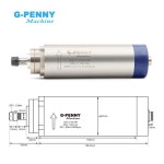 G-PENNY 머신 1.5kw ER11 공냉식 스핀들 4개 베어링 24000rpm 목공 모터 65x204mm 400Hz : 범이소상회