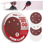마키워크 30PCS 9인치 6홀 180 그릿 후크 & 루프 샌딩 디스크 U2013 건식 : 뉴웨이커머스