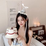 공주 생일 모자 소녀의 리본 소품 머리핀 선물 클립 작은 깃털 사진 웨어 자수 생일 모자 덕빌 클립 : 첫시작은자몽