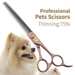 FENICE PEAK 개와 고양이를 위한 얇은 가위 청커 골드 트리밍 반려동물 440C 로즈 20.3CM(8인치) 그루밍 스테인리스 전문 스틸 강아지 청커... 