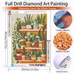 식물 다이아몬드 페인팅 키트 - 화분 다이아몬드 아트 키트, 원형 5D 젬 아트 키트 DIY 공예 키트 선물 홈 월 장식 선물(16x12인치) G8951... 