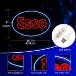 ESSO 차고 LED 네온 주유소 오일 저장소 1개 장식 디스플레이 표시 조명 조명 윤활 파란색 : 하이브로드마켓