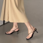 [G1475] 에나멜 쪼리 슬링백 힐샌들 6cm : 새로이클라쓰