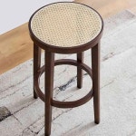 라탄 스툴 북유럽 스타일 원목 높은 모던 의자 빈티지 레트로 카운터 지름 색상 1. H60cm A1317 : 와이드마켓36호점