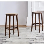 라탄 스툴 북유럽 스타일 원목 높은 모던 의자 빈티지 레트로 카운터 지름 색상 1. H60cm A1317 : 와이드마켓36호점