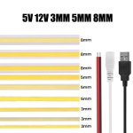 DC5V USB COB LED 스트립 3mm 너비 12V 접착제가 있는 유연 조명 고밀도 선형 : 로켓한빛상사