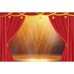 10x8피트 극장 레드 스테이지 배경 골든 조명 글리터 사진 커튼 스타 페스티벌 축하 : 은삼