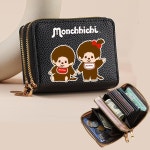 MONCHHICHI 여성 카드 홀더 짧은 지갑 패션 만화 키키 인쇄 멀티 슬롯 신용 동전 보관 가방 : 하트몰본점