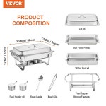 VEVOR CHAFING 접시 뷔페 7 6L 8쿼트 풀 4팩 스테인리스 사이즈 체퍼 2 PACKS Full Size Pan 골드. : 블랙라벨1