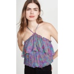 Ramy Brook 여성용 프린트 로넬라 브이넥 민소매 상의, 인쇄된 Ronela Boysenberry 콤보 Boysenberry Combo Medium : 핫월드
