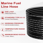 3/8 인치 선박용 연료 호스 SAE J1527 유형 A1-15 300PSI 피드 고무 표준 및 해양 장비 10 피트) : -영원인터네셔널-