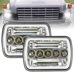 130W 직사각형 5x7/6x7인치 헤드라이트 하이로우 빔 2003-2009 GMC C4500 TopKick DRL 앰버 윙커 DOT H6054 2개 : -영원물산-