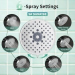 SR SUN RISE 필터 샤워 헤드 - 고압 레인 샤워 헤드, 20단계 샤워 필터, 1.8 / 2.5 GPM 유량, 경 연제용 6가지 모드, 염소 제거(크롬, 5.5 인치)... 