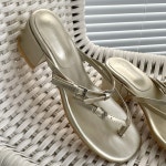 [G1718] 스트랩 쪼리 미들힐 뮬 샌들 : 새로이클라쓰