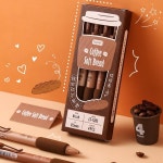 커피 소프트 빵 젤 펜 세트 필기용 블랙 컬러 잉크 사무실 학교 용품 F7304 0.5mm 4 개 : 월드셀러코어