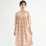 로열장미 7부 순면 빅사이즈 여성 홈웨어 원피스 잠옷 : MAY FLOWER