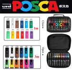UNI POSCA 아크릴 마커 펜 세트 그래피티 그림 영구  PC1M 3M 5M 미술 용품 24 개 : 월드셀러코어