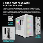 GAMDIAS 화이트 ATX 미드 타워 컴퓨터 케이스 유리, 게이밍 PC 케이스 지원 듀얼 360mm AIO/레이디에이터, : 오션파이브5