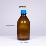 500ml 갈색 작은 입 봉인 된 시약 병 파란색 캡 약병 화학  캡이있는 빈 유리 : 월드셀러포인트