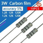 10pcs 3W 탄소 필름 저항기 4 색 원형 1R 1.2R 1K 10 R K 옴 : 트랜드상사
