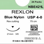 (75cm)블루나일론 4-0 21mm 각침 3/8 nbe421L sm봉합사 동물병원 : 성형외과물품 집합소