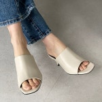 [G1216] 오픈토 민자 미들힐 뮬 슬리퍼 7CM : 새로이클라쓰