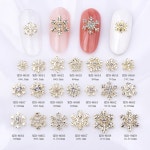 크리스마스 합금 골드 석 눈송이 라인 매니 액세서리 피규어 실버 크리스탈 부품에 보석 G8650 10pcs : 아우베안
