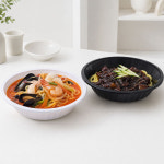 BW-2145 중화용기 소 200개 백색 검정 사출 짬뽕 짜장 중식 배달용기 : 포장뱅크